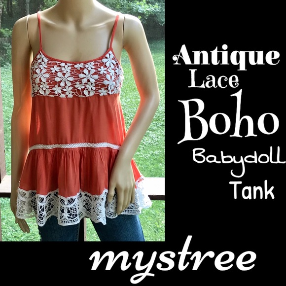 Mystree Tops - ⭐️HP⭐️MYSTREE▪️Antique Lace Boho Babydoll Tank